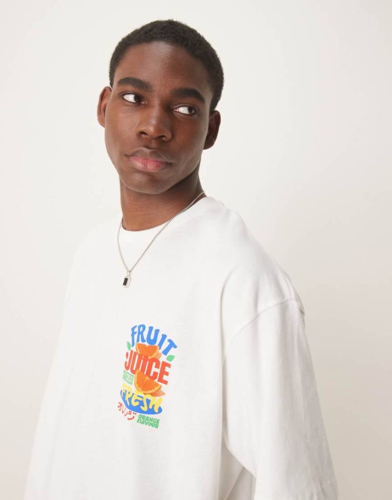ASOS DESIGN - Oversize-T-Shirt in Weiß mit Hochsommer-Print von ASOS DESIGN