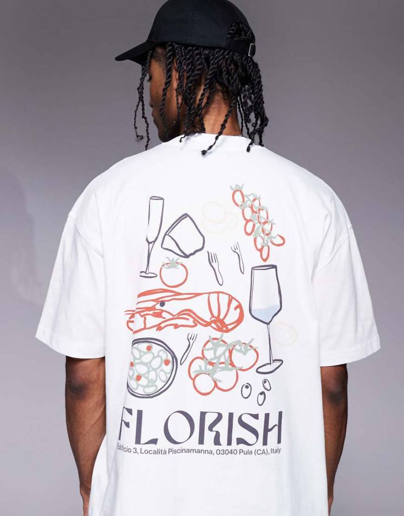 ASOS DESIGN - Oversize-T-Shirt in Weiß mit Nahrungsmittel-Grafikprint von ASOS DESIGN