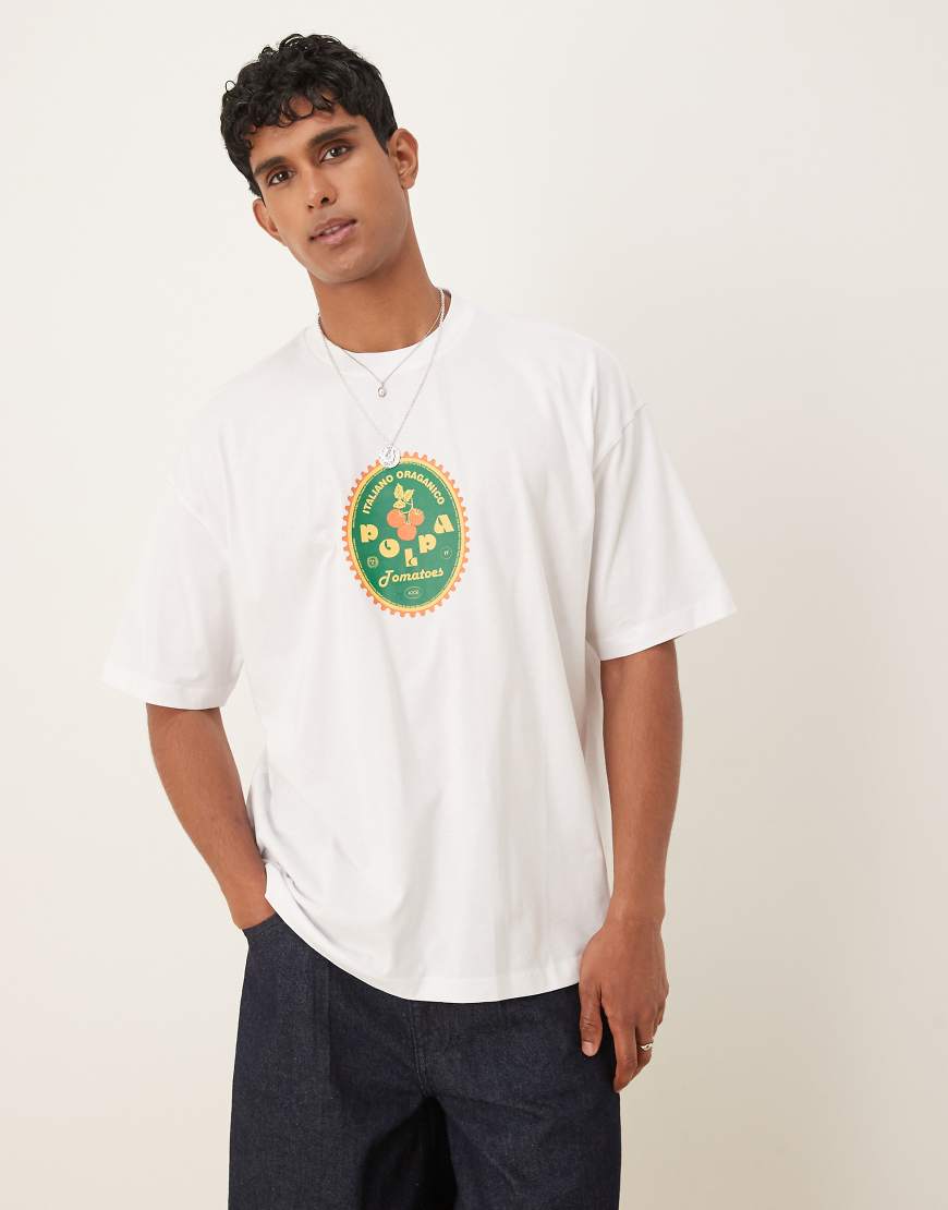 ASOS DESIGN - Oversize-T-Shirt in Weiß mit Obst-Print ASOS DESIGN - Oversize-T-Shirt in Weiß mit Obst-Print von ASOS DESIGN