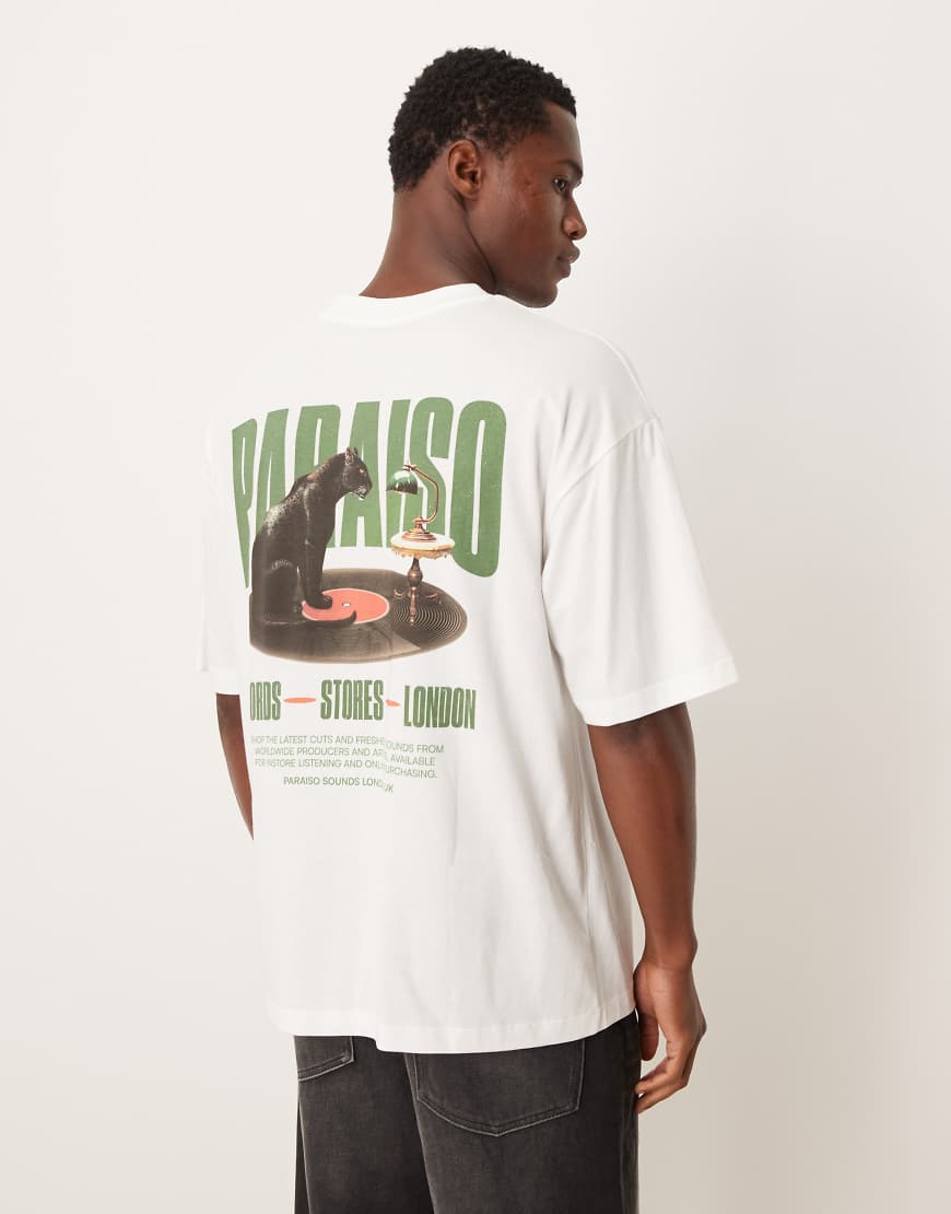 ASOS DESIGN - Oversize-T-Shirt in Weiß mit Panther-Print von ASOS DESIGN