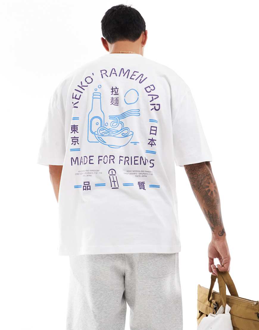 ASOS DESIGN - Oversize-T-Shirt in Weiß mit Ramen-Rückenprint ASOS DESIGN - Oversize-T-Shirt in Weiß mit Ramen-Rückenprint von ASOS DESIGN