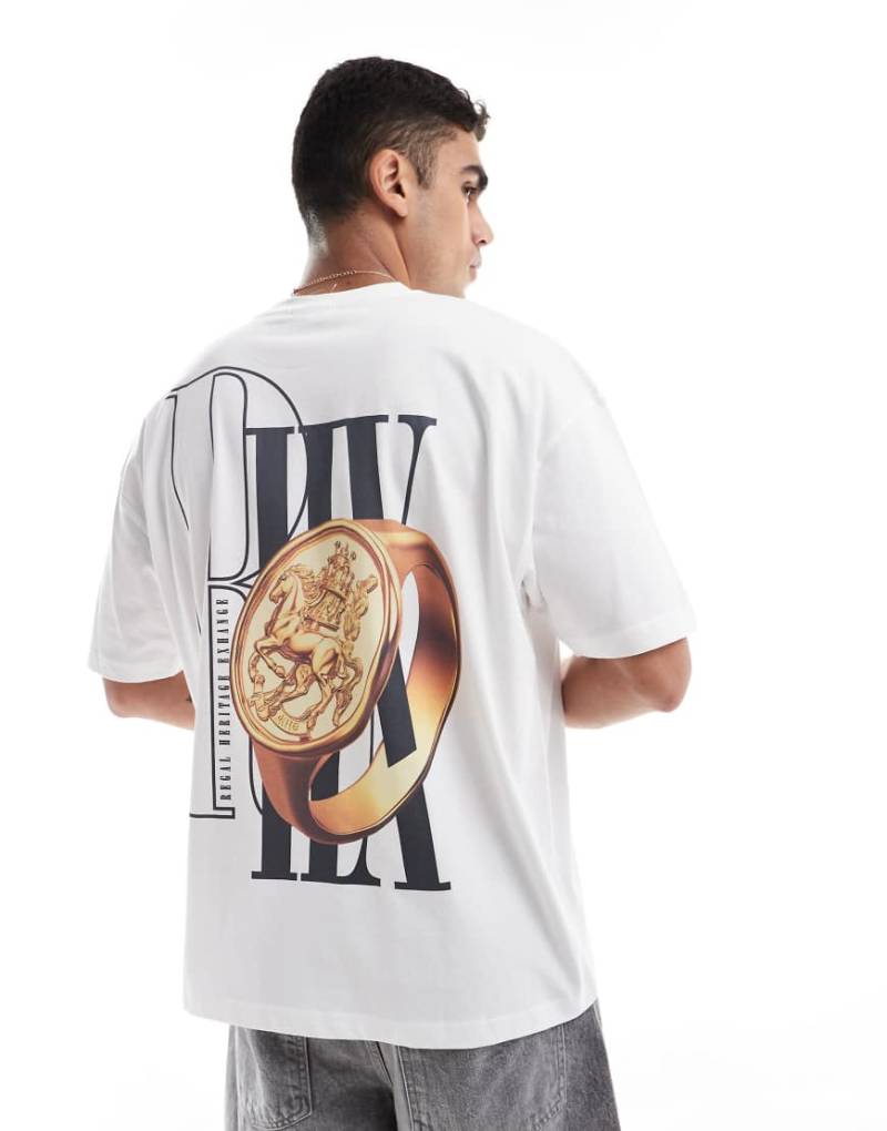 ASOS DESIGN - Oversize-T-Shirt in Weiß mit Ring-Grafik von ASOS DESIGN