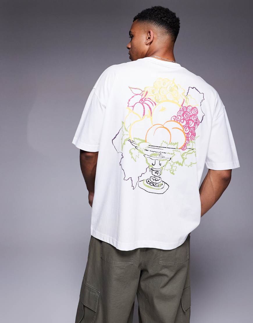 ASOS DESIGN - Oversize-T-Shirt in Weiß mit Sommer-Grafikprint ASOS DESIGN - Oversize-T-Shirt in Weiß mit Sommer-Grafikprint von ASOS DESIGN
