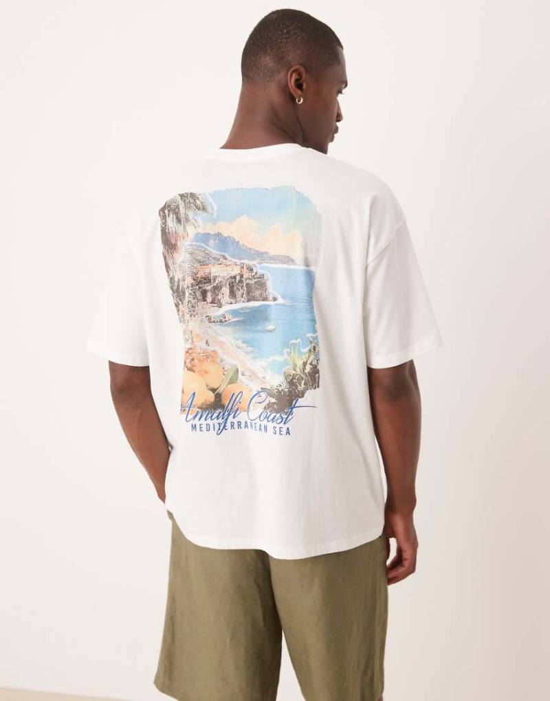 ASOS DESIGN - Oversize-T-Shirt in Weiß mit Sommer-Grafikprint von ASOS DESIGN