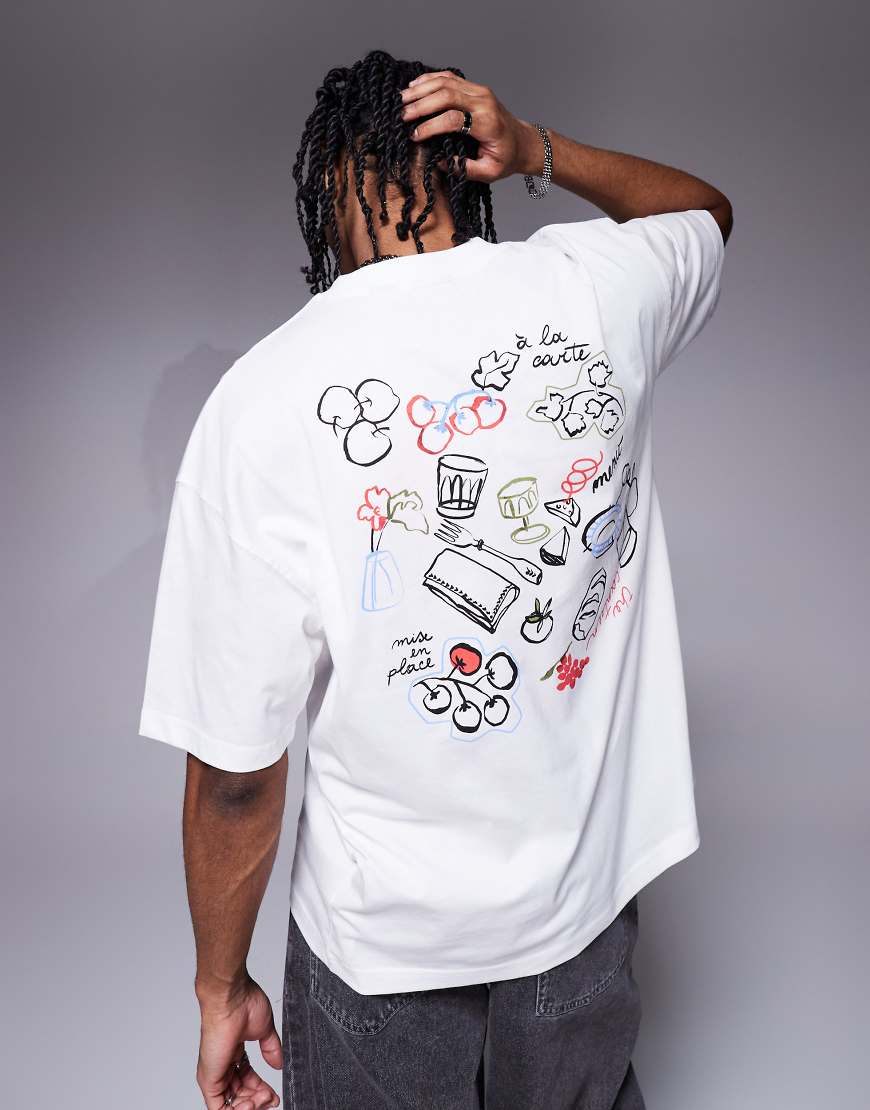 ASOS DESIGN - Oversize-T-Shirt in Weiß mit Sommer-Grafikprint von ASOS DESIGN