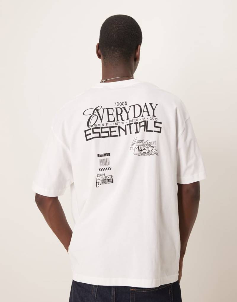 ASOS DESIGN - Oversize-T-Shirt in Weiß mit Text-Grafikprint von ASOS DESIGN