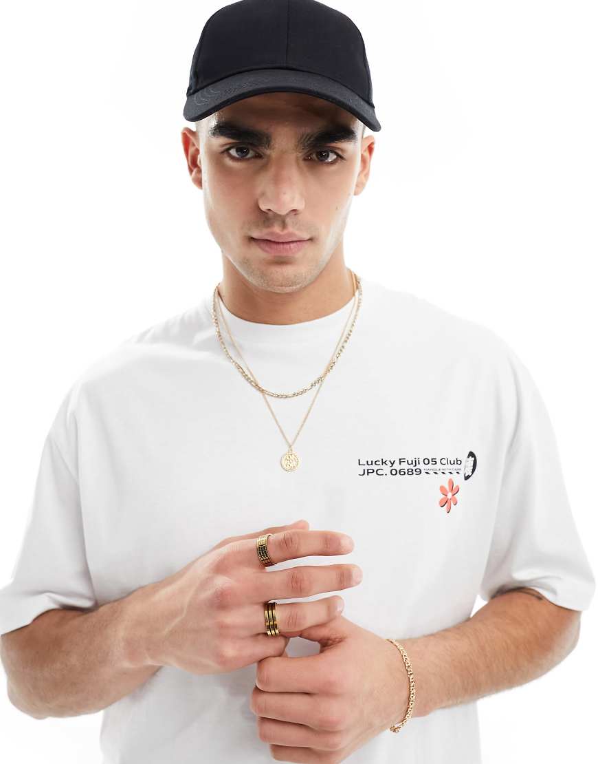 ASOS DESIGN - Oversize-T-Shirt in Weiß mit Text-Print auf der Brust von ASOS DESIGN