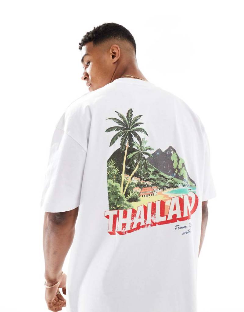 ASOS DESIGN - Oversize-T-Shirt in Weiß mit Thailand-Print von ASOS DESIGN