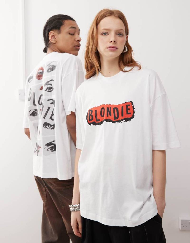 ASOS DESIGN - Oversize-T-Shirt in Weiß mit Unisex-Schnitt und „Blondiepac"-Prints ASOS DESIGN - Oversize-T-Shirt in Weiß mit Unisex-Schnitt und „Blondiepac"-Prints von ASOS DESIGN