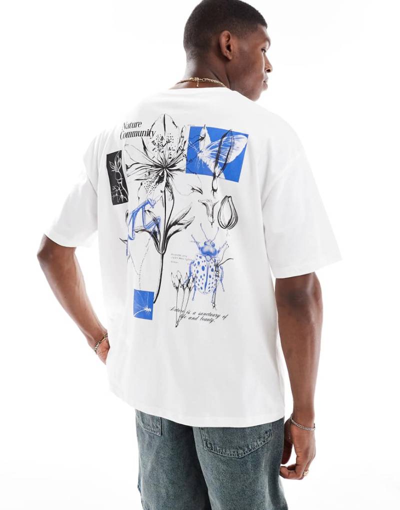 ASOS DESIGN - Oversize-T-Shirt in Weiß mit floralem Print von ASOS DESIGN