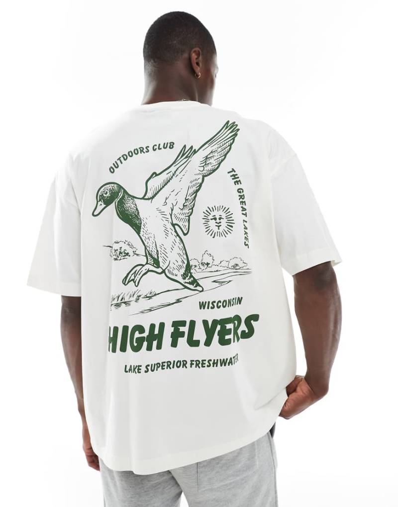 ASOS DESIGN - Oversize-T-Shirt in Wollweiß mit Enten-Grafikprint von ASOS DESIGN