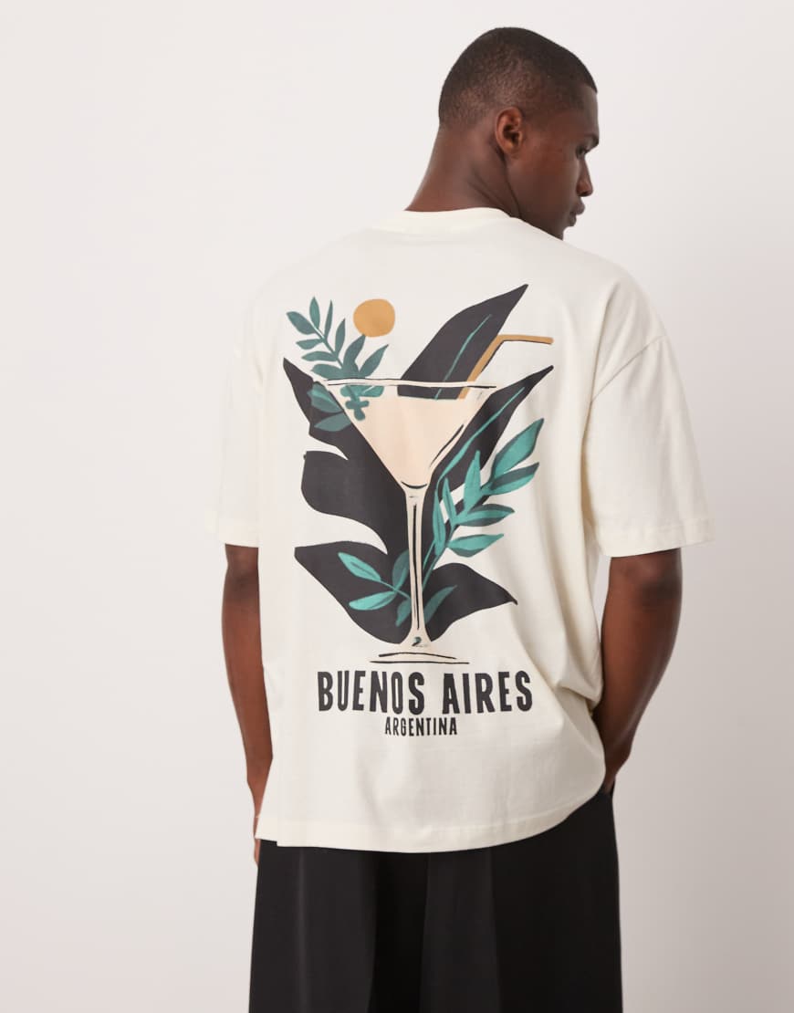 ASOS DESIGN - Oversize-T-Shirt in Wollweiß mit Hochsommer-Grafikprint ASOS DESIGN - Oversize-T-Shirt in Wollweiß mit Hochsommer-Grafikprint von ASOS DESIGN