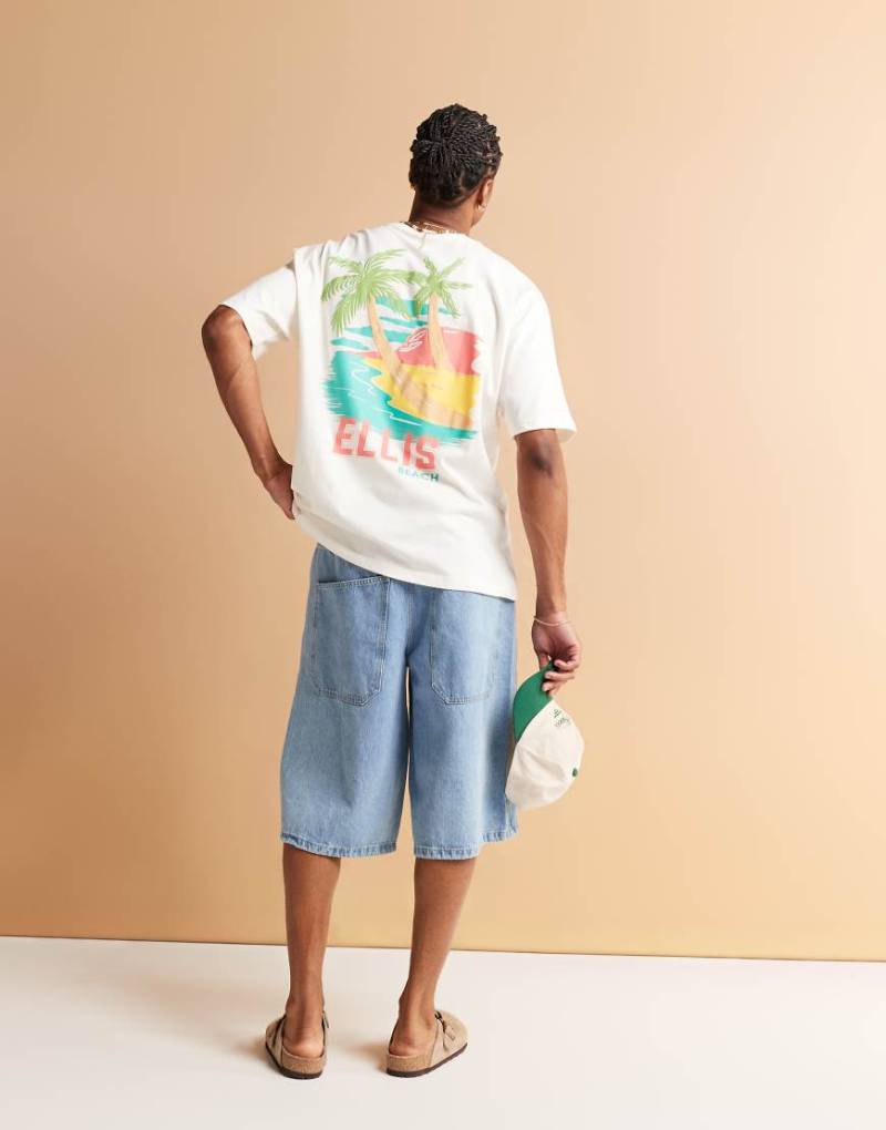 ASOS DESIGN - Oversize-T-Shirt in Wollweiß mit Hochsommer-Grafikprint von ASOS DESIGN