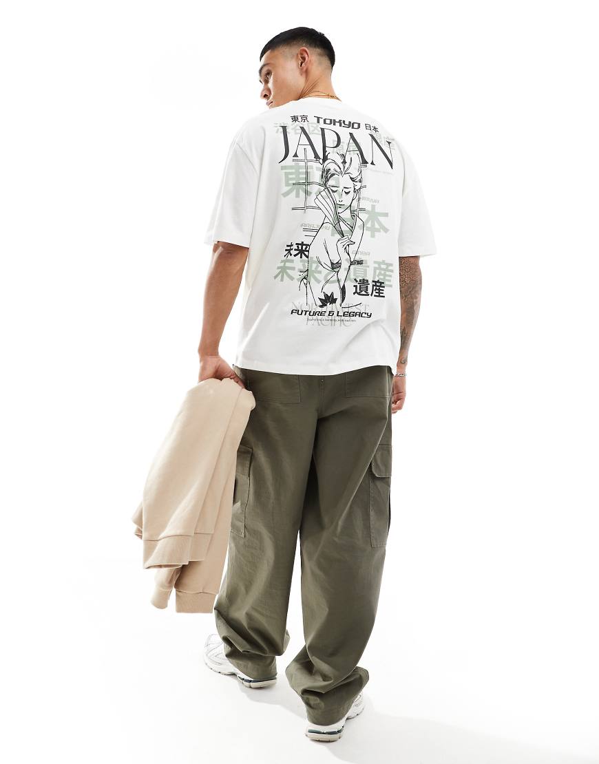 ASOS DESIGN - Oversize-T-Shirt in Wollweiß mit Japanprint vorne-Neutral ASOS DESIGN - Oversize-T-Shirt in Wollweiß mit Japanprint vorne-Neutral von ASOS DESIGN