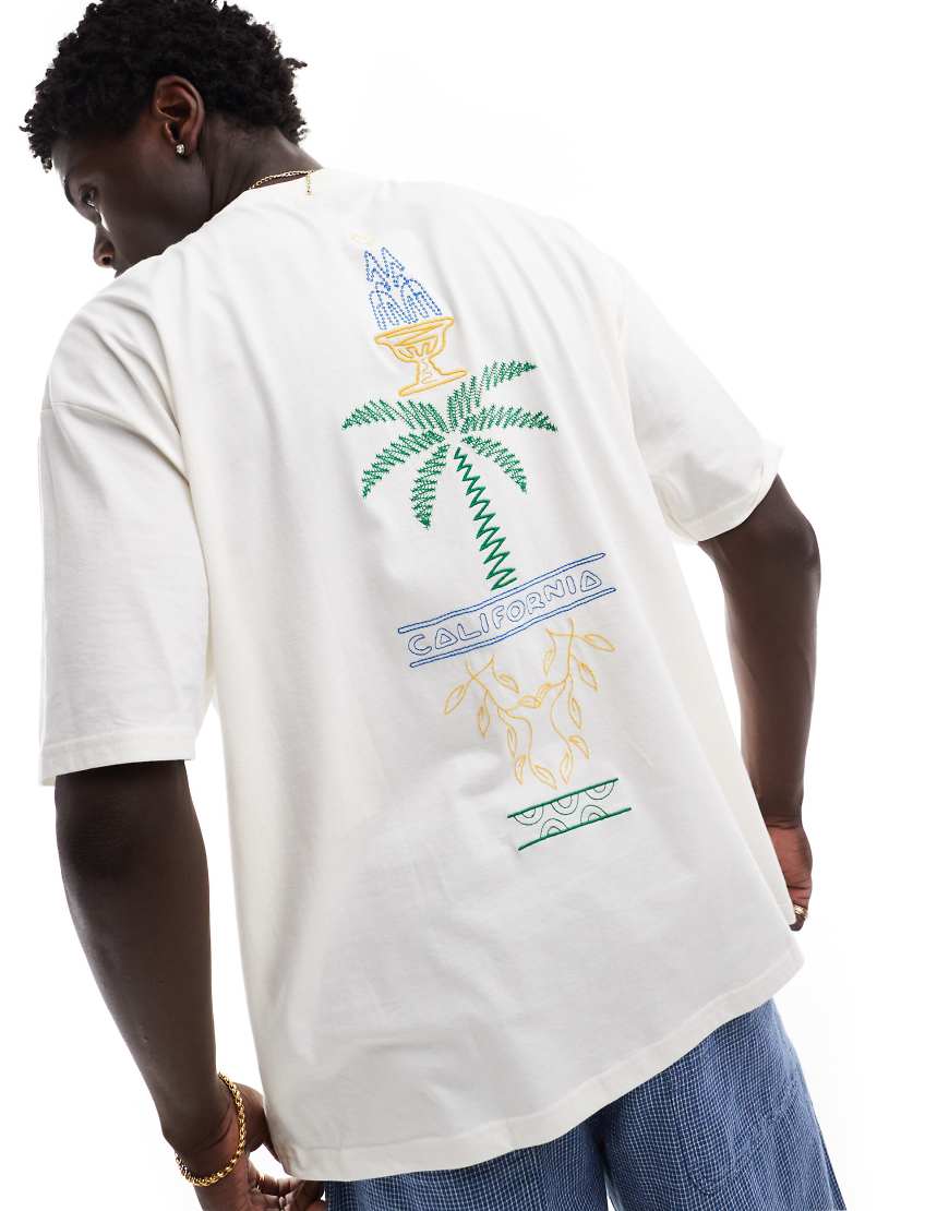 ASOS DESIGN - Oversize-T-Shirt in Wollweiß mit abstraktem „California"-Print hinten-Neutral ASOS DESIGN - Oversize-T-Shirt in Wollweiß mit abstraktem „California"-Print hinten-Neutral von ASOS DESIGN