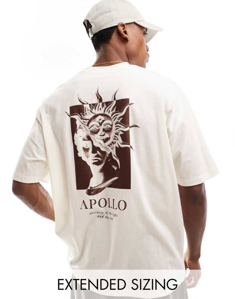 ASOS DESIGN - Oversize-T-Shirt in gebrochenem Weiß mit Renaissance-Print auf dem Rücken von ASOS DESIGN