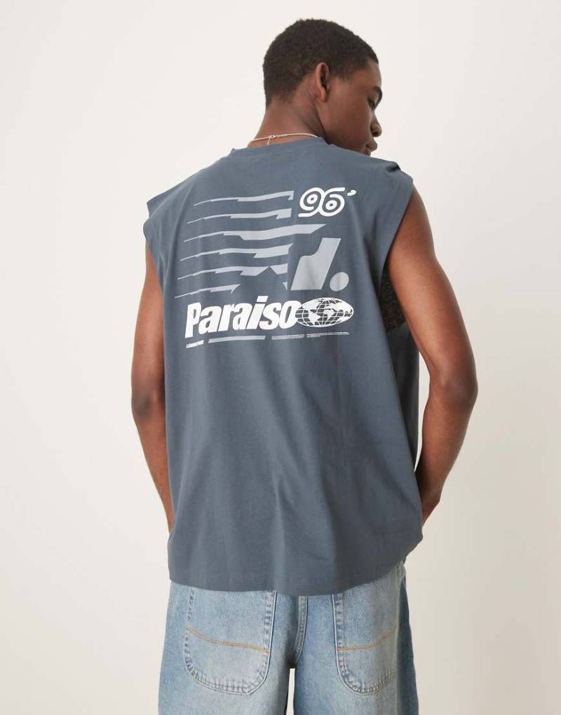 ASOS DESIGN - Oversize-Tanktop in Anthrazit mit Sport-Print-Grau von ASOS DESIGN