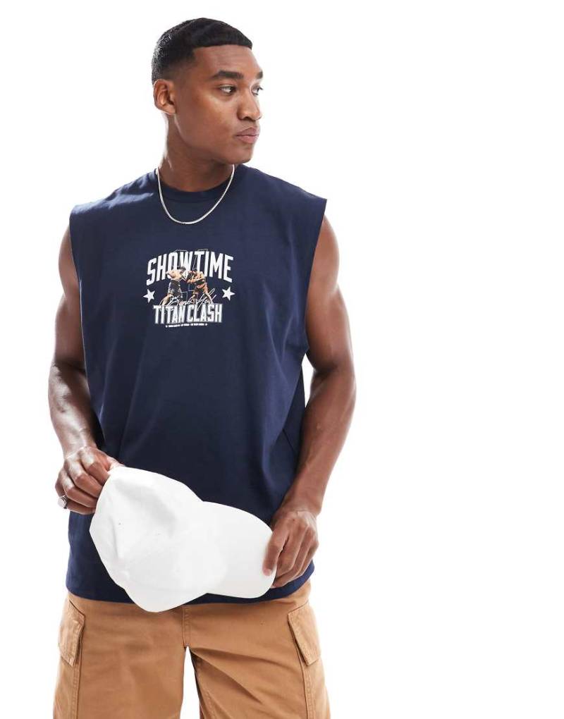 ASOS DESIGN - Oversize-Tanktop in Braun mit Print auf der Vorderseite von ASOS DESIGN