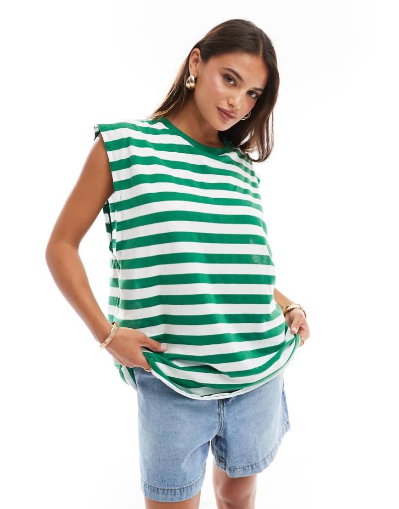 ASOS DESIGN - Oversize-Tanktop in Grün und Weiß gestreift mit tiefem Armausschnitt-Bunt von ASOS DESIGN
