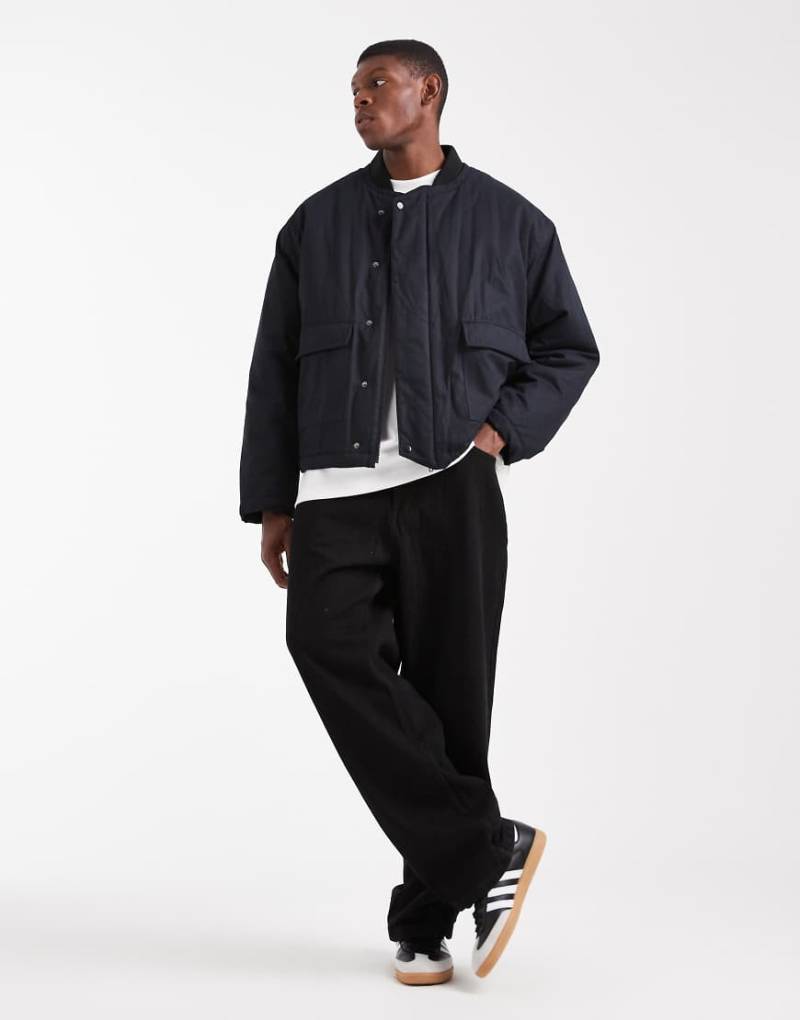 ASOS DESIGN - Oversize-Trainerjacke in Schwarz von ASOS DESIGN