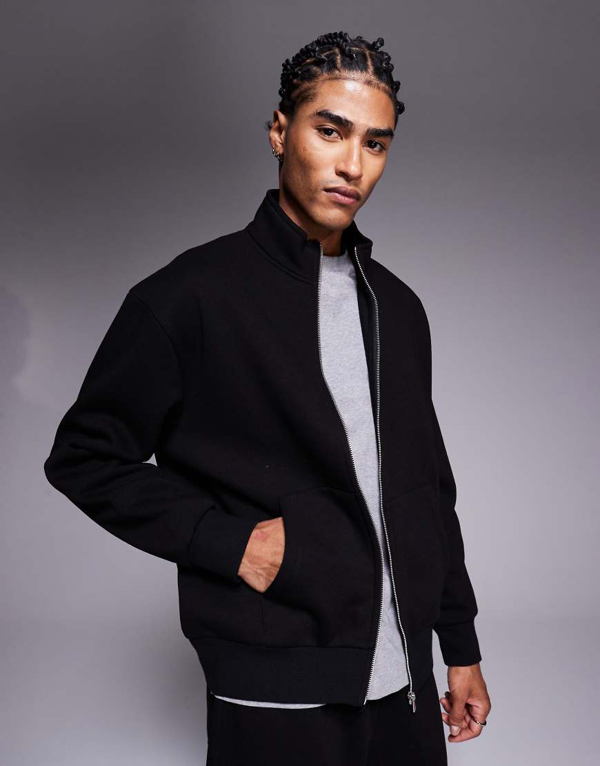 ASOS DESIGN - Oversize-Trainingsjacke in Schwarz mit durchgehendem Reißverschluss, Kombiteil ASOS DESIGN - Oversize-Trainingsjacke in Schwarz mit durchgehendem Reißverschluss, Kombiteil von ASOS DESIGN