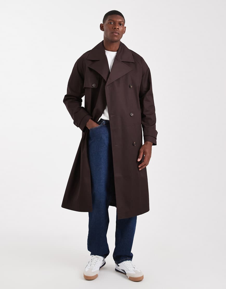 ASOS DESIGN - Oversize-Trenchcoat in Dunkelbraun-Brown von ASOS DESIGN