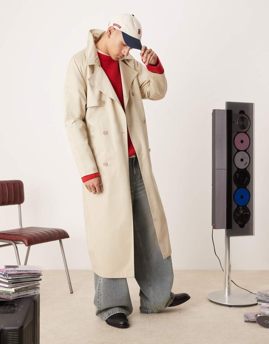 ASOS DESIGN - Oversize-Trenchcoat in Ecru-Neutral von ASOS DESIGN
