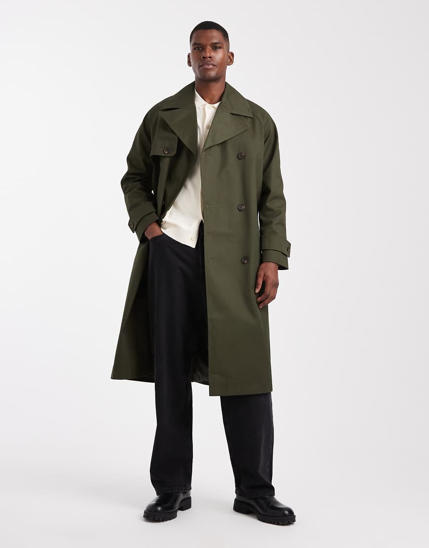ASOS DESIGN - Oversize-Trenchcoat in Khaki-Grün von ASOS DESIGN