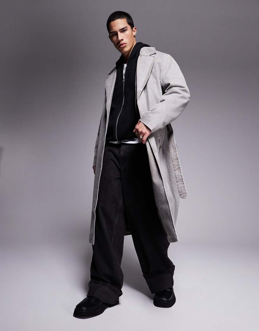 ASOS DESIGN - Oversize-Trenchcoat in verwaschenem Steinbeige-Neutral von ASOS DESIGN