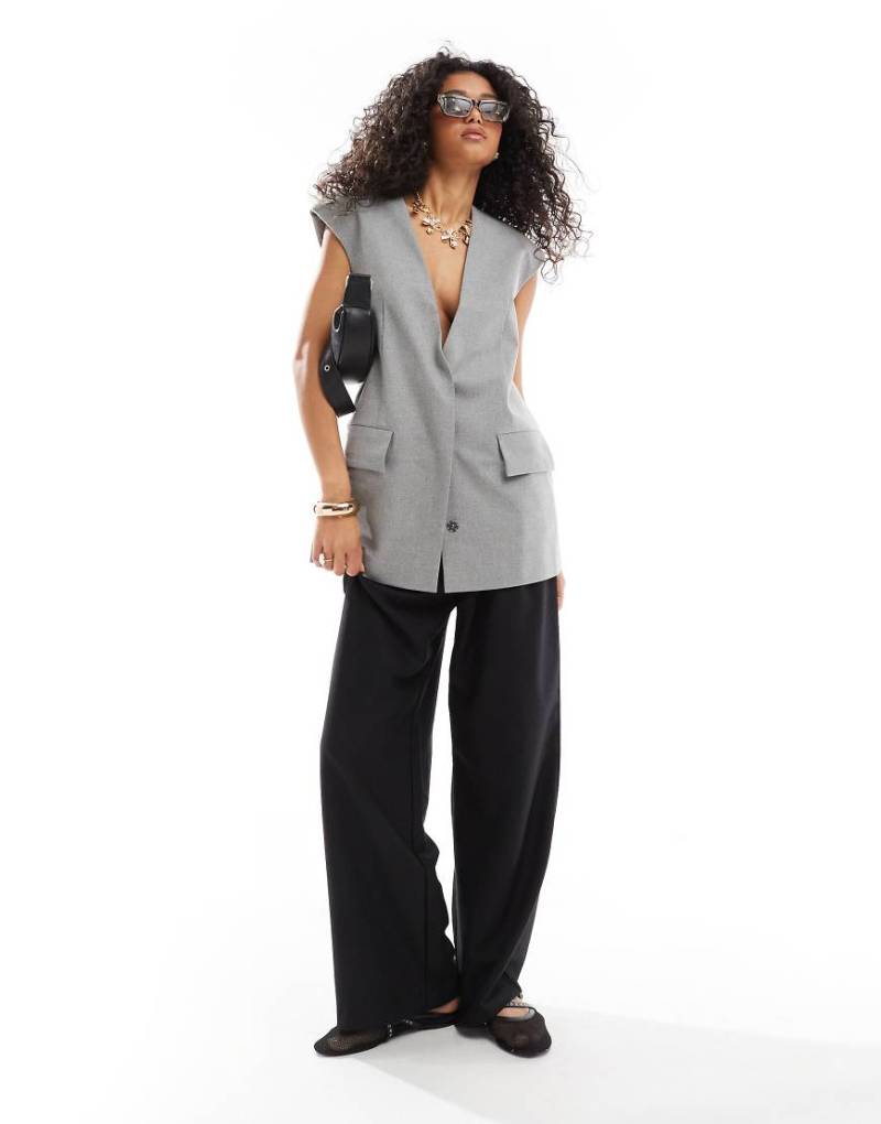 ASOS DESIGN - Oversize-Weste mit überschnittenen Schultern in Grau von ASOS DESIGN
