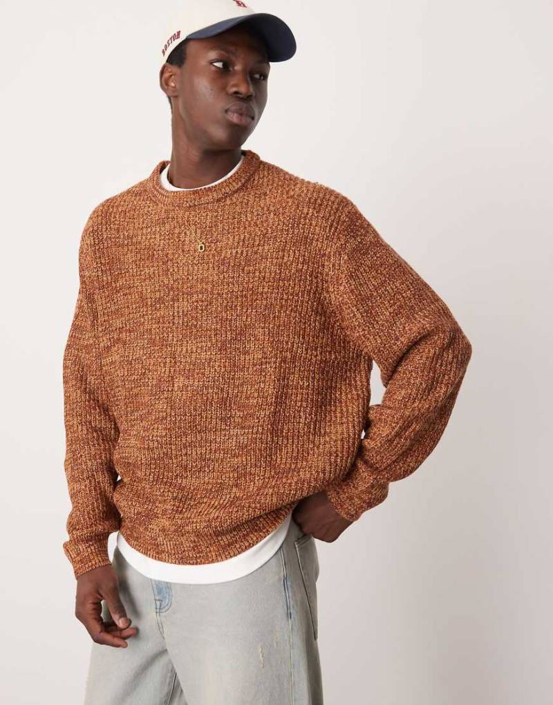 ASOS DESIGN - Oversized-Strickpullover mit Patentmuster in Hellbraun-Orange von ASOS DESIGN