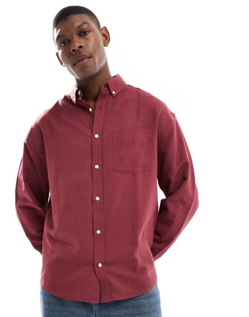 ASOS DESIGN - Oxford-Hemd in Burgunderrot mit Oversize-Schnitt von ASOS DESIGN