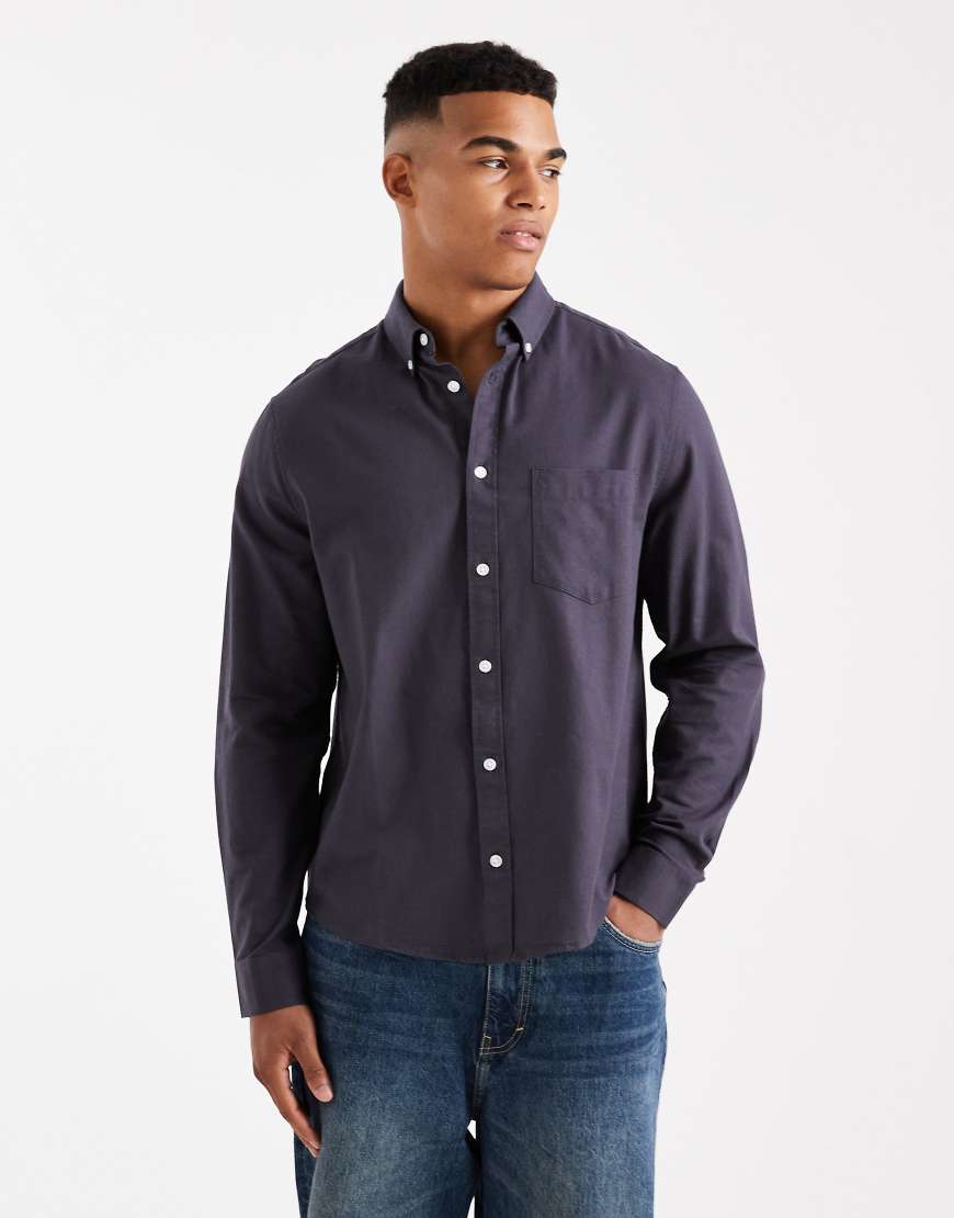 ASOS DESIGN - Oxford-Hemd in Grau mit regulärer Passform von ASOS DESIGN