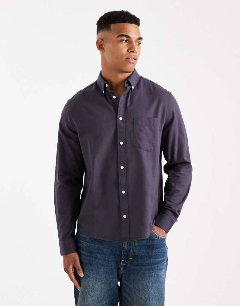 ASOS DESIGN - Oxford-Hemd in Grau mit regulärer Passform von ASOS DESIGN