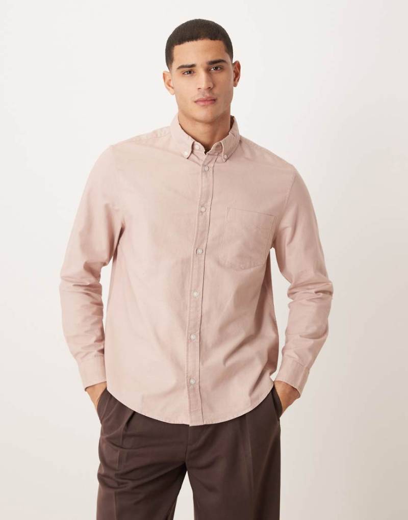 ASOS DESIGN - Oxford-Hemd in Hellrosa mit normalem Schnitt von ASOS DESIGN