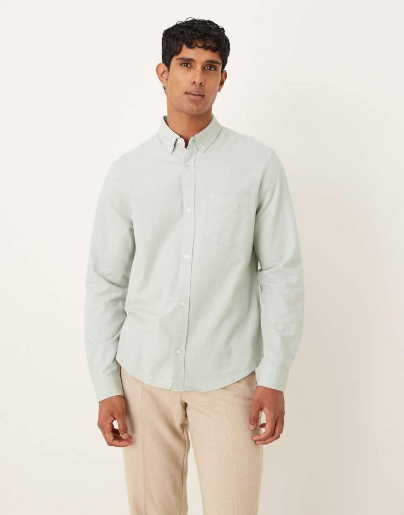 ASOS DESIGN - Oxford-Hemd in Salbeigrün mit regulärer Passform von ASOS DESIGN