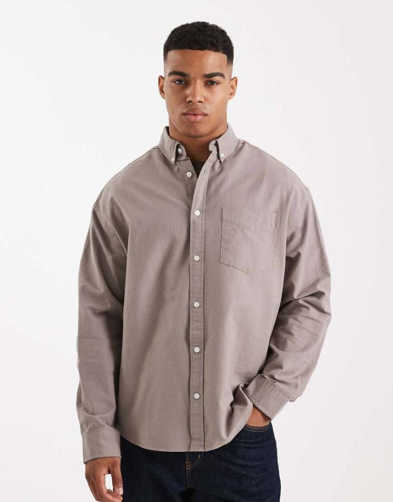 ASOS DESIGN - Oxford-Hemd in Steinbeige mit Oversize-Schnitt im Stil der 90er-Neutral ASOS DESIGN - Oxford-Hemd in Steinbeige mit Oversize-Schnitt im Stil der 90er-Neutral von ASOS DESIGN