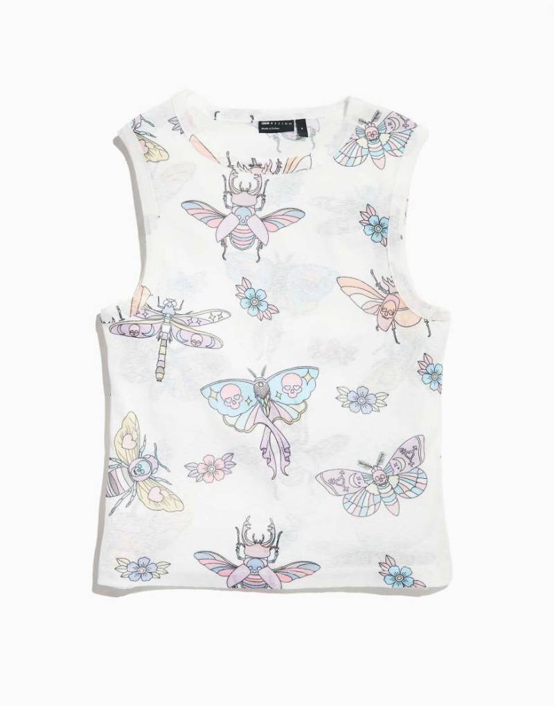 ASOS DESIGN - PRIDE - Kurz geschnittenes Unisex-Trägertop in Weiß mit Print von ASOS DESIGN