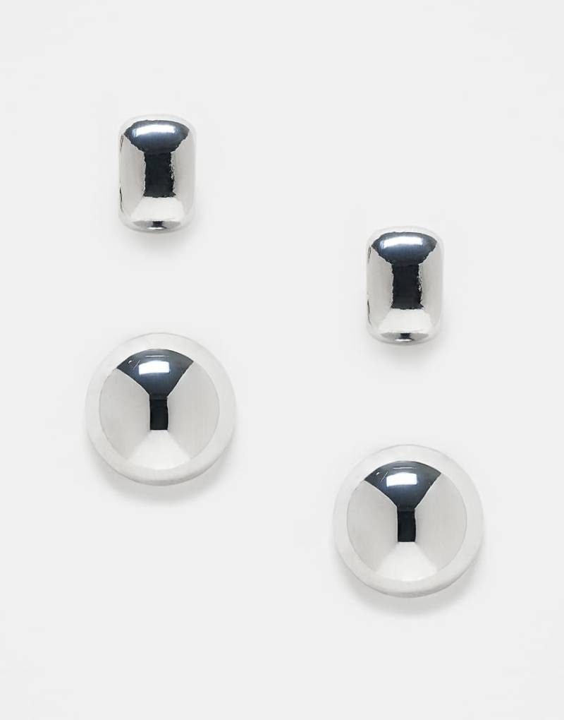 ASOS DESIGN - Pack mit rundem Ohrstecker und Ohrmanschette in Silber-Optik von ASOS DESIGN