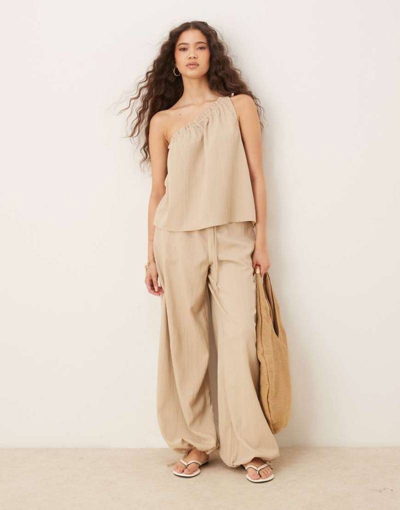 ASOS DESIGN - Palazzo-Hose in Steinbeige mit elastischem Bund, Kombiteil-Neutral von ASOS DESIGN