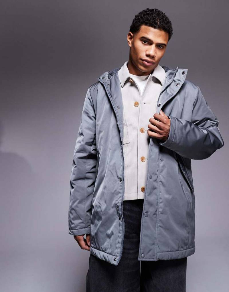 ASOS DESIGN - Parka in Grau mit Teddyfell-Futter von ASOS DESIGN