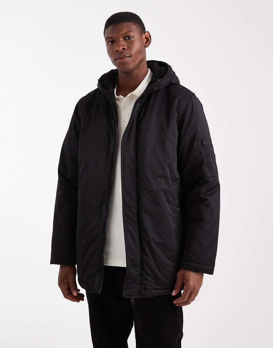 ASOS DESIGN - Parka in mittlerer Länge in Schwarz von ASOS DESIGN