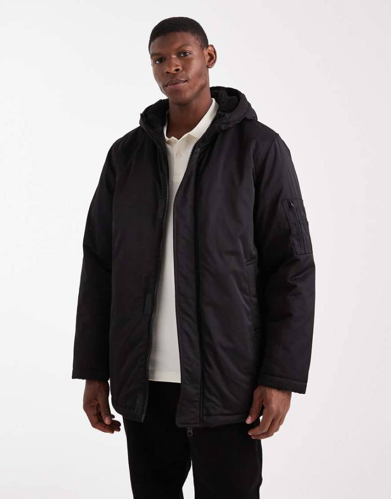 ASOS DESIGN - Parka in mittlerer Länge in Schwarz von ASOS DESIGN
