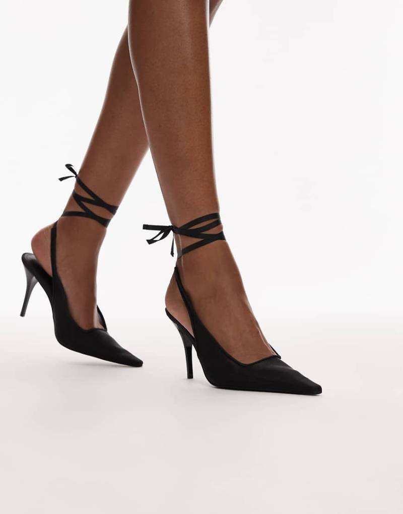 ASOS DESIGN - Pascha - High Heels aus schwarzem Netzstoff mit Beinschnürung von ASOS DESIGN