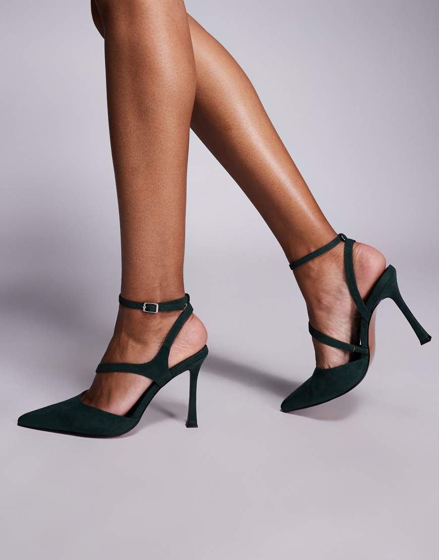 ASOS DESIGN - Past - High Heels aus Wildlederimitat in Tannengrün von ASOS DESIGN