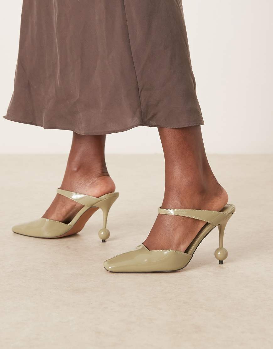 ASOS DESIGN - Pearl - High Heels in Salbeigrün mit eckiger Zehenpartie und Kugelabsatz von ASOS DESIGN