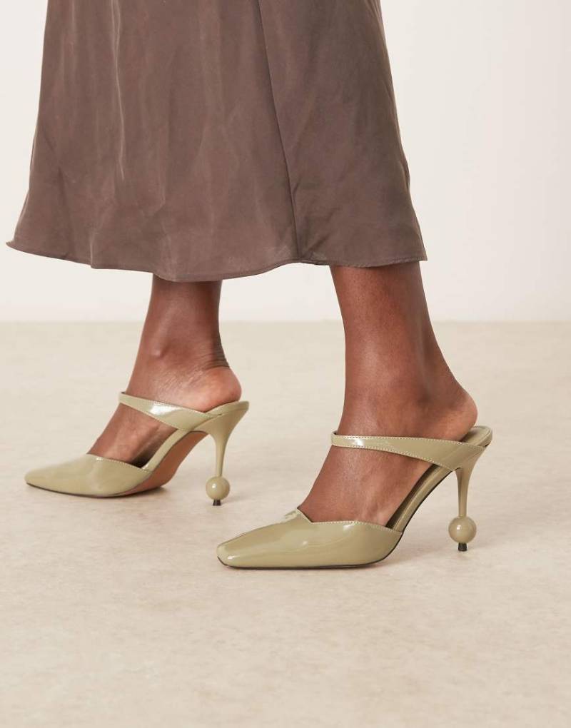 ASOS DESIGN - Pearl - High Heels in Salbeigrün mit eckiger Zehenpartie und Kugelabsatz von ASOS DESIGN