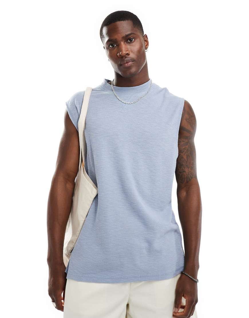 ASOS DESIGN - Pikee-Tanktop in Blau mit Oversize-Schnitt-Grau ASOS DESIGN - Pikee-Tanktop in Blau mit Oversize-Schnitt-Grau von ASOS DESIGN