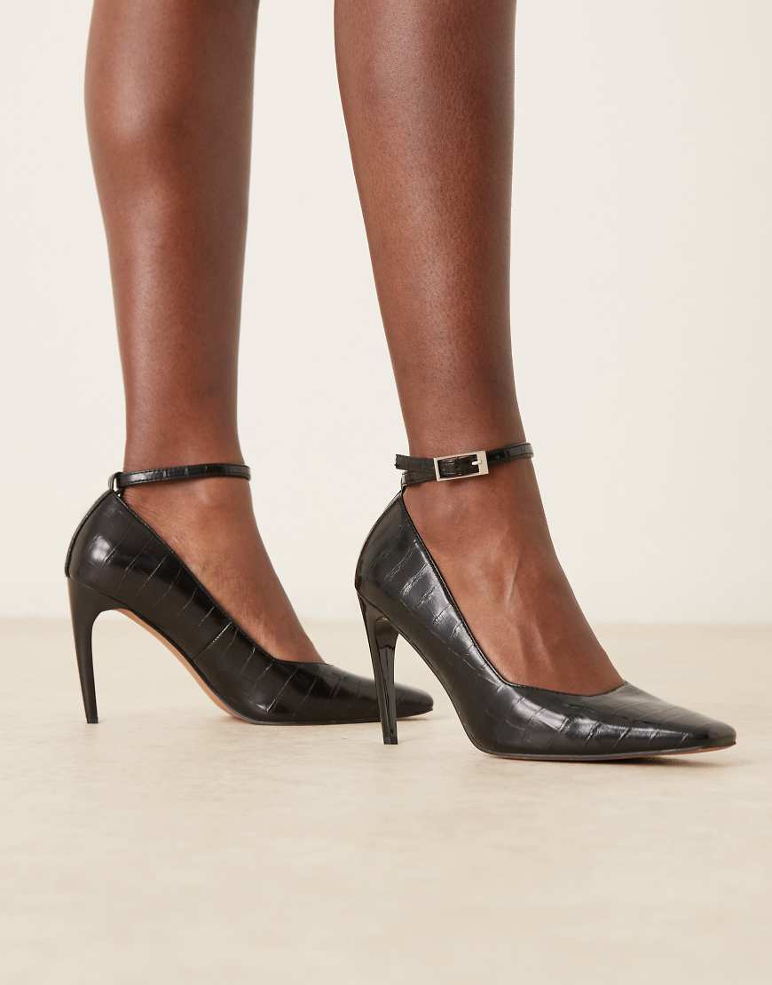 ASOS DESIGN - Pippa - Pumps in Kroko-Schwarz mit hohem Absatz von ASOS DESIGN
