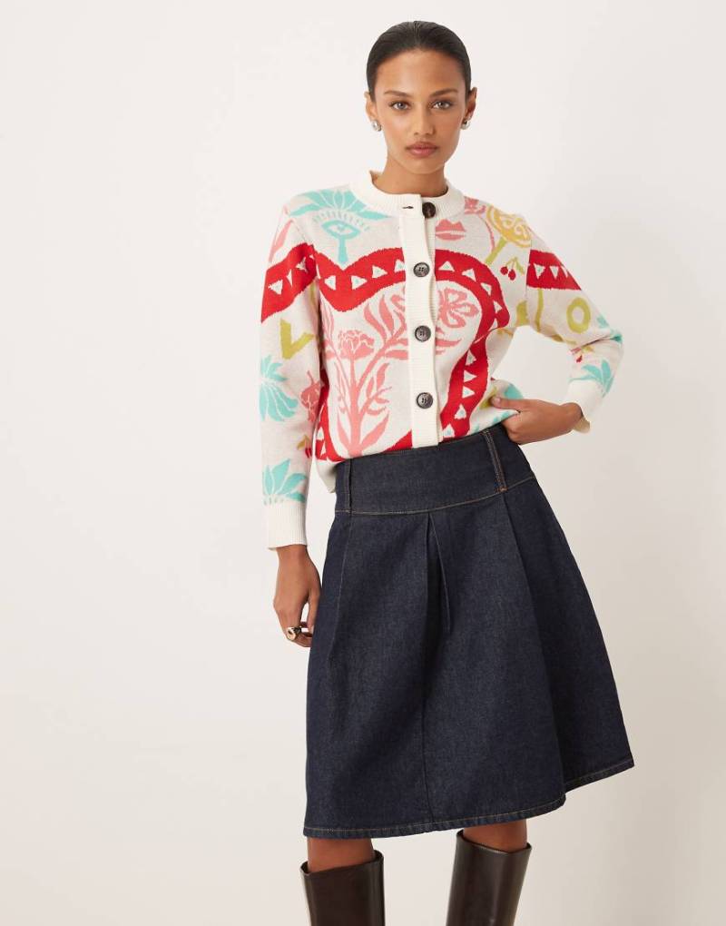 ASOS DESIGN - Plissierter Midi-Jeansrock in Indigoblau von ASOS DESIGN